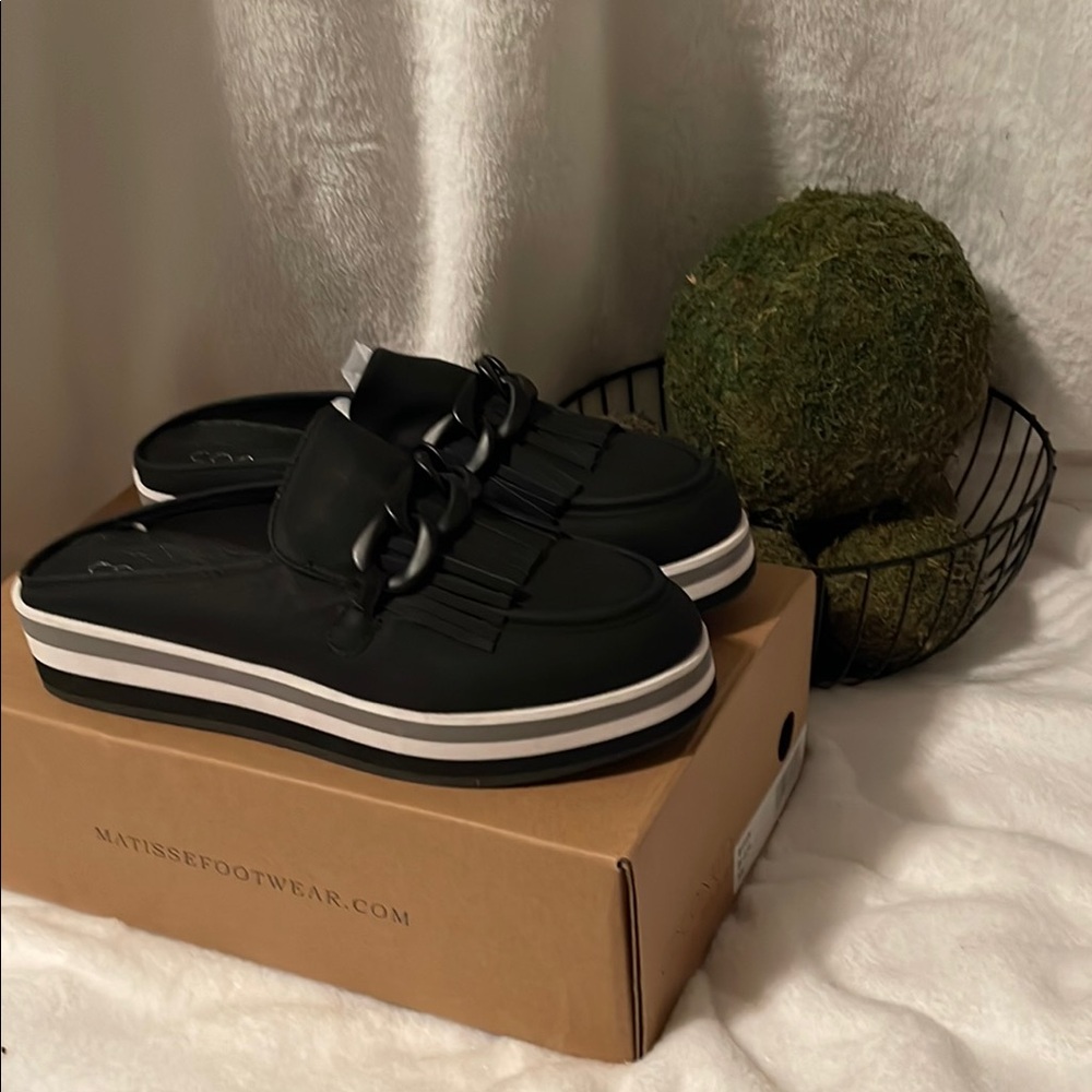 Matisse Black Platform Slip-On Shoes